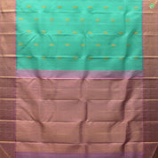 Rexona Green Peacock and Button Gold Zari Border Pure Kora Silk Saree