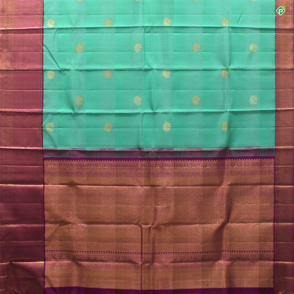 Sea Green With Peacock Motifs Pink Embossed Mango And Button Zari Border Pure Linen Silk Saree