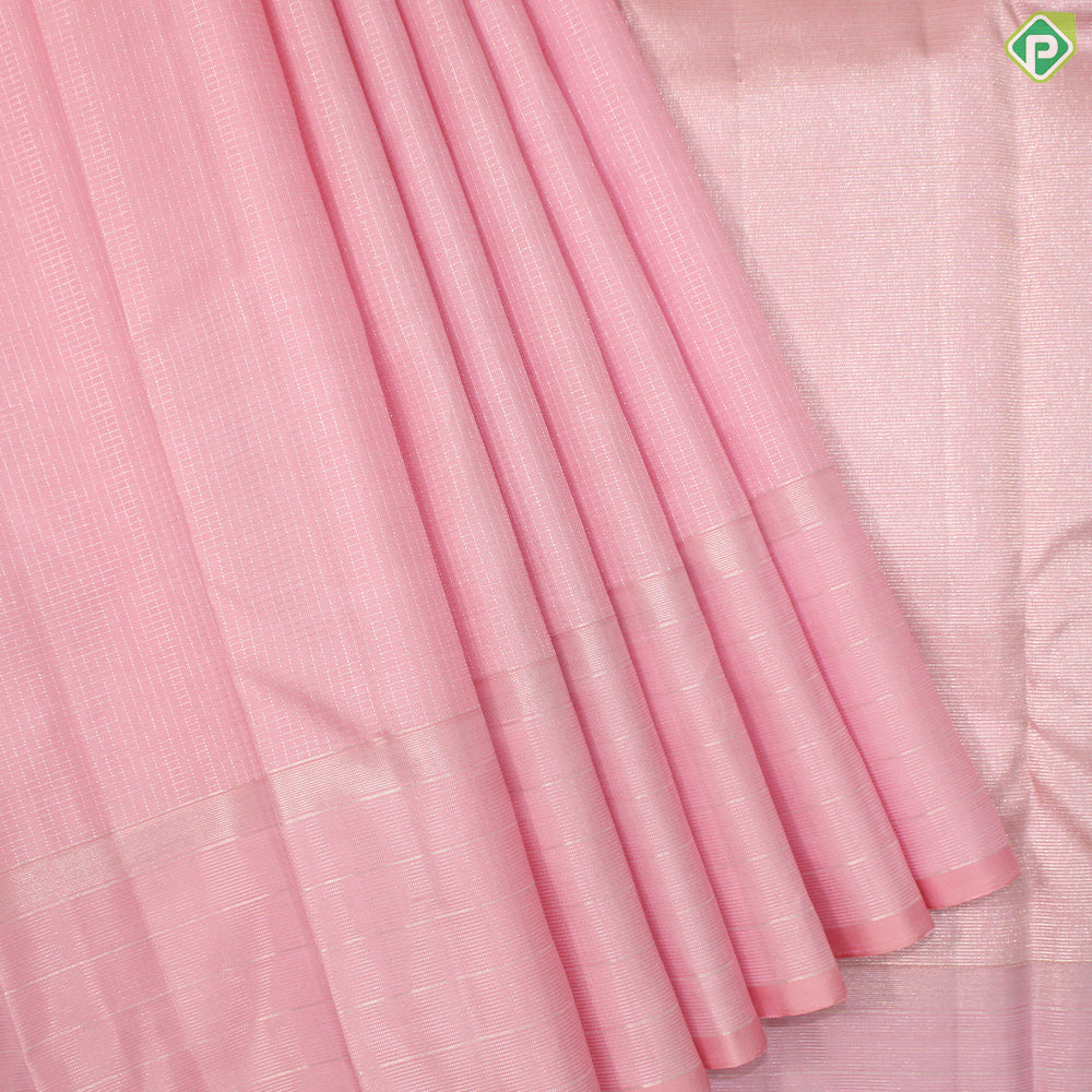 Peach Pink Gold Zari With Self Color Border traditional Silk Saree