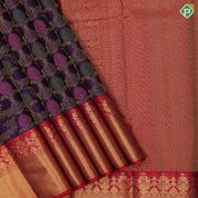 Purple blue gold zari meena work grand creeper design rani red gold zari mayilkan fancy floral border grand bridal silk saree