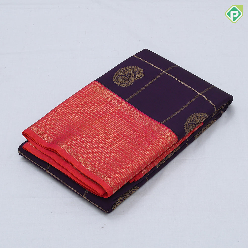 Bottle green gold zari window panel mango butta design red gold zari lines border art silk saree