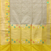 Beige With Corn Yellow Colour Small Flower Motifs Butta Banarasi Silks Saree