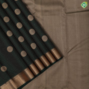 Bottle Green Gold Zari Vairaoosi Lines Chagara Design Self Colour Ruthracham Mayilkan Border Design Traditional Silk Saree