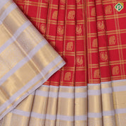 Chilly red gold Multi lined Checks elephant peacock butta Lavender gold zari muti lines border pattu paavadai lehanka
