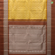 Corn Yellow With Brown Colour Thilagam Motifs Grand Wedding Silks Saree