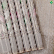 Mustard gold multi color zig zag running arrow design self border zari by zari tissue grand bridal silk saree