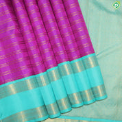 Magenta Color Gold Zari Lines With Rexsona Green Color Border Traditional Silk Saree