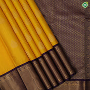 Mango yellow gold zari thilagam butta design violet gold zari mayikan border traditional silk saree