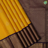 Mango yellow gold zari thilagam butta design violet gold zari mayikan border traditional silk saree