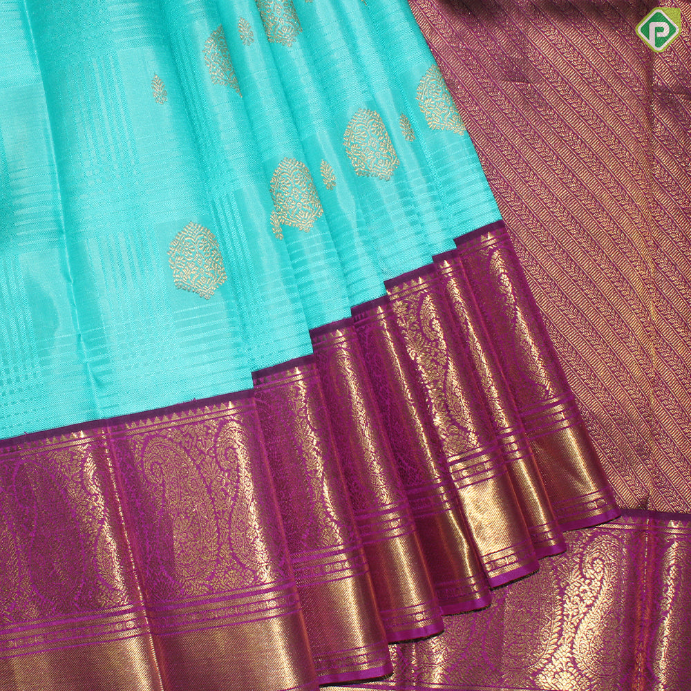 Rexsona Green With Purple Pink Gold Zari Mango Design Border Traditional Silk Saree