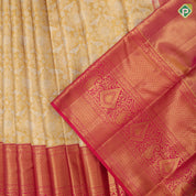 Gold And silver zari by zari tissue grand floral design rani pink gold zari rich high border pattu paavadai lehanka