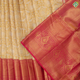 Gold And silver zari by zari tissue grand floral design rani pink gold zari rich high border pattu paavadai lehanka