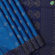 Spring green silver gold zari fancy flower butta motifs sea green silver gold zari graphic design border soft silk saree