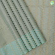 Mint green gold zari by zari tissue weaved design sage green plain border grand pallu soft silk saree