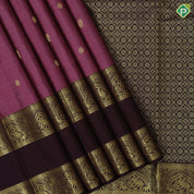 Dark Onion Gold Zari Peacock Chagaram Butta Design Coffee Brown Vanasingaram Border Design Traditional Silk Saree