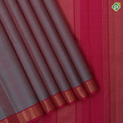 Dusty grey dual tone plain weaved rose pink gold zari border plain traditional vintage silk saree