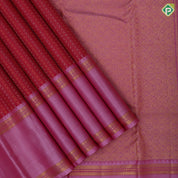 Reddish pink silver gold zari micro diamond checks pale pink gold zari retta pattai border traditional silk saree