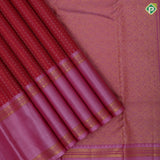 Reddish pink silver gold zari micro diamond checks pale pink gold zari retta pattai border traditional silk saree