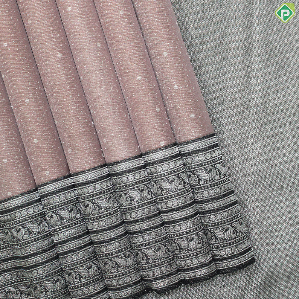 Dusty Pink Silver Zari With Block Color Silver Zari Border Fancy Trendy Silk Saree