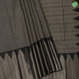 Luxury black gold zari thilagam stripes design self gold zari temple border luxury black silk saree