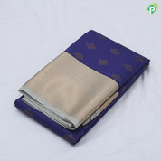 Purple gold zari stripes and square fancy butta design greyish gold zari thilagam butta border art silk saree