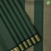 Bottle green gold zari vairaoosi kattam window panel self gold zari mayikan border koorai silk saree
