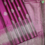 Magenta With Neem Zari Flower Butta Self With Silver Zari Border Traditional Silk Saree