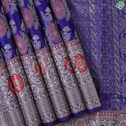 Royal violet blooming flower meena work design self border exclusive bridal silk saree