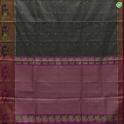 Steel Grey With Magenta Pink Colour Paithani Border Motifs Tissue Kuppadam Silk Cotton Saree