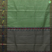 Sage Green With blueish Grey Colour Paithani Border Work Tissue Kuppadam Silk Cotton Saree