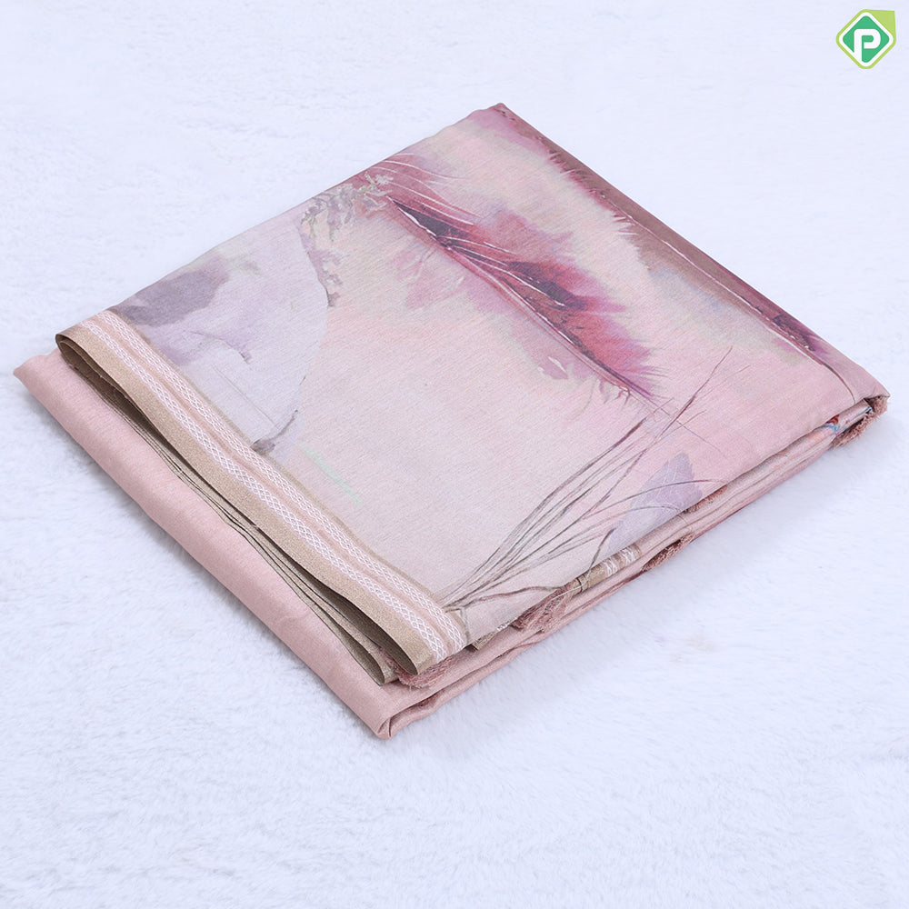 Rexona green scenery effect design gold zari with thread work border fancy cotton saree