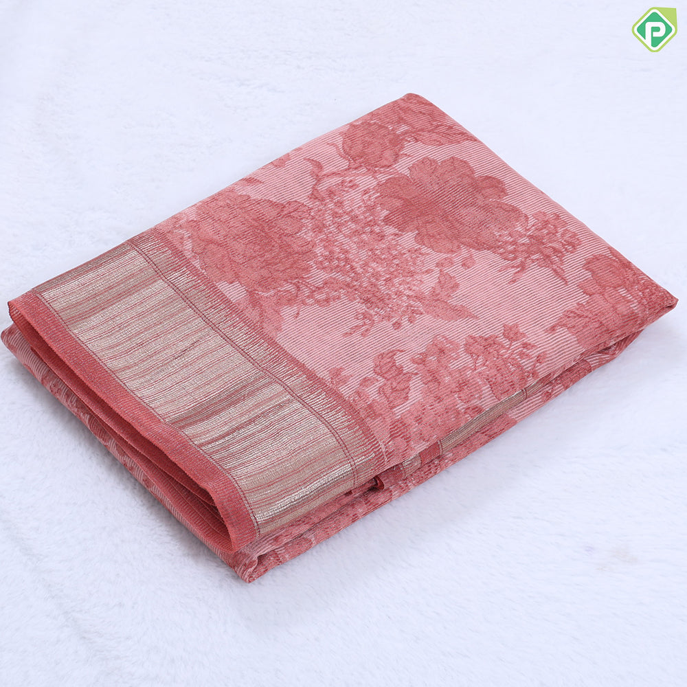 mint green with forest green floral design self color gold zari border fancy cotton saree