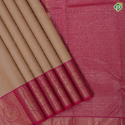 Light beige silk thread micro butta design rani pink gold zari fancy flower butta border traditional silk saree