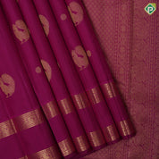 Purple pink gold zari Annam rudraksham butta self gold zari rettapet border traditional silk saree