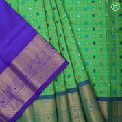 Forest green gold zari multi color leaf thread butta Blue gold zari fancy border pattu paavadai lehanka