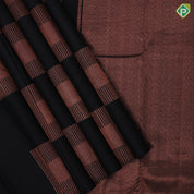 Black Colour Gold Zari Square Design Border Less Luxury Black Silk Saree