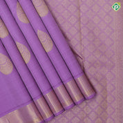 Lavender gold zari thilagam butta design self gold zari zig zag edge border traditional silk saree