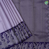 Lavender gold zari checked window panel contrast bule and gold Bharatanatyam butta traditional silk saree
