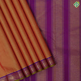 Mango yellow full body plain weaved purple with gold zari edge border vintage traditional silk saree