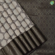 Khaki with brown silk thread geometrical design brown with gold zari rangoli border trendy silk saree