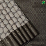 Khaki with brown silk thread geometrical design brown with gold zari rangoli border trendy silk saree