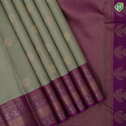 Vanilla Gold Zari Flower Pot Butta Design Pink Colour Floral Mayilkan Border Design Traditional Silk Saree