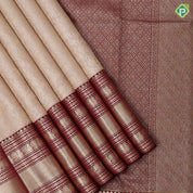 Milk White silver gold zari vanasingaram body design maroon silver gold zari peacock butta lines border grand bridal silk saree