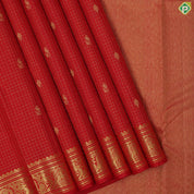 Rani red gold zari checked fancy butta self gold zari peacock butta border traditional silk saree