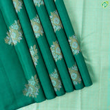 Green Colour With Gold Silver Silk thread Butta Meena Work Borderless Traditional Silk Saree