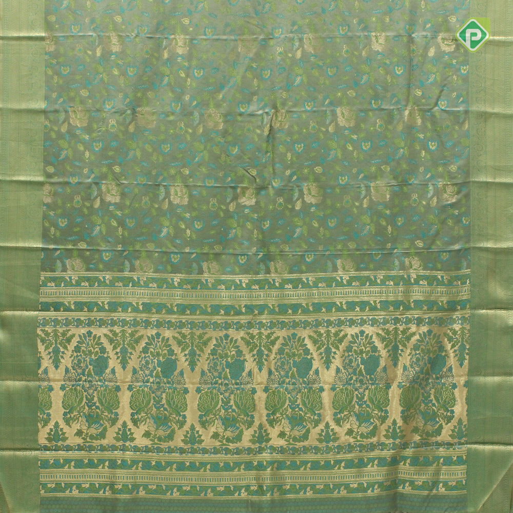 Sea Green Colour Zari With meena Work Motifs Grand Soft Silks Saree
