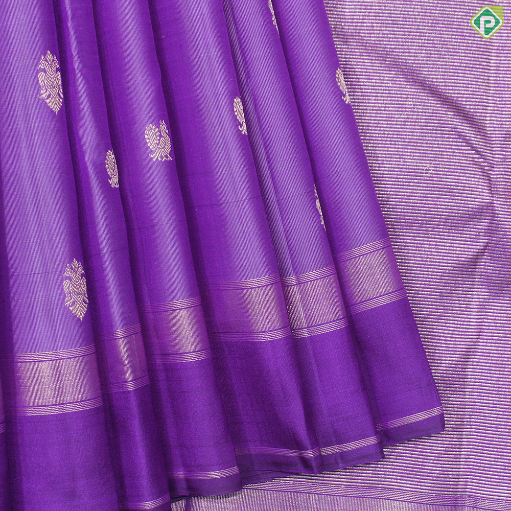 Violet Colour Gold Zari With Self Colour Border Traditional Silk Saree