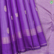 Violet Colour Gold Zari With Self Colour Border Traditional Silk Saree