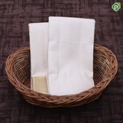 Milk white gold zari mayilkan border 8*4 Dhoti 3 in 1 Vesti Set
