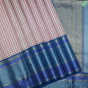 Magenta Red Whit small Checks Gold Zari with Royal Blue Silver And Gold Zari Border Traditional Silk Saree